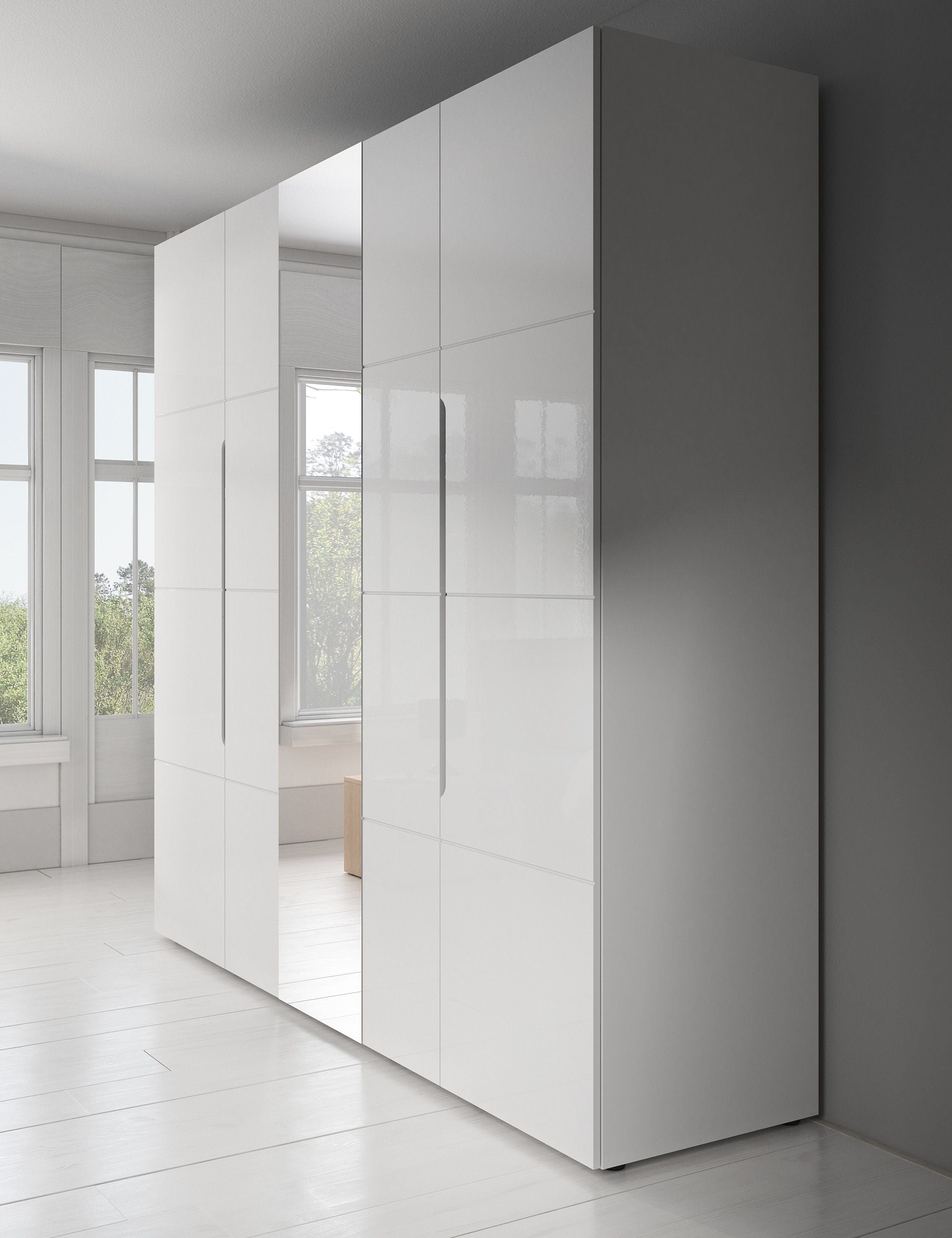 Kassidy - Kledingkast 4-deurs - Wit - 224x56x206 cm