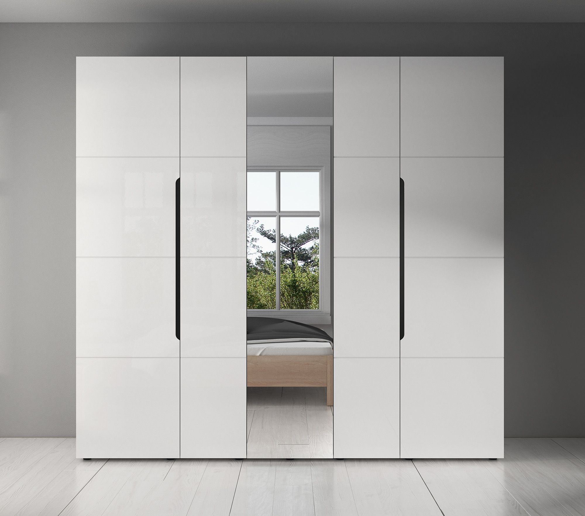 Kassidy - Kledingkast 4-deurs - Wit - 224x56x206 cm