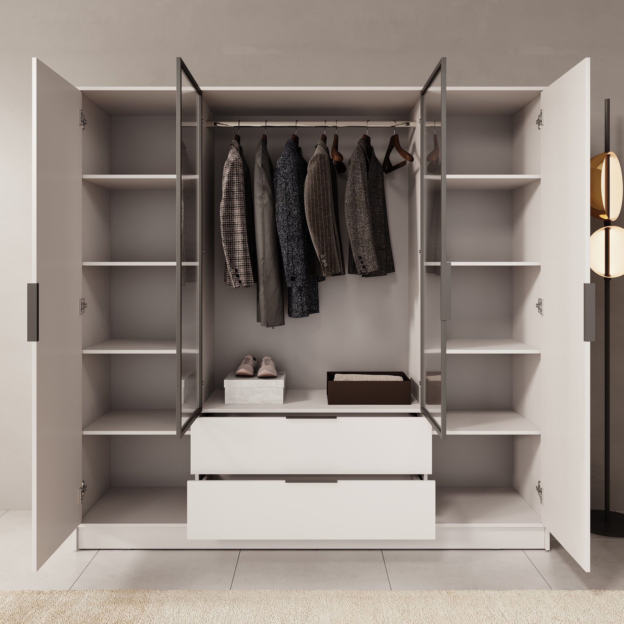 Knox - Kledingkast 4-deurs - Beige