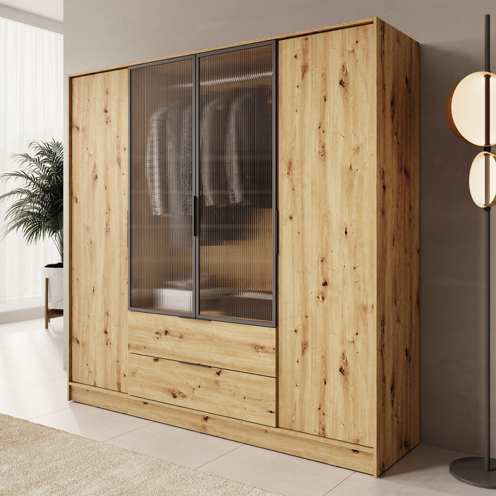 Knox - Kledingkast 4-deurs - Eiken