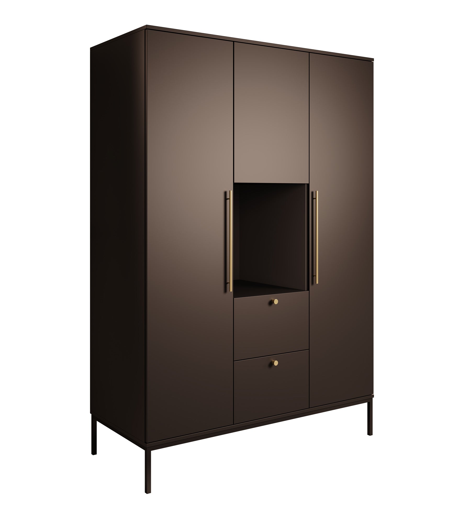 Lagos - Kledingkast 3-deurs - Zwart - 135x60x200 cm