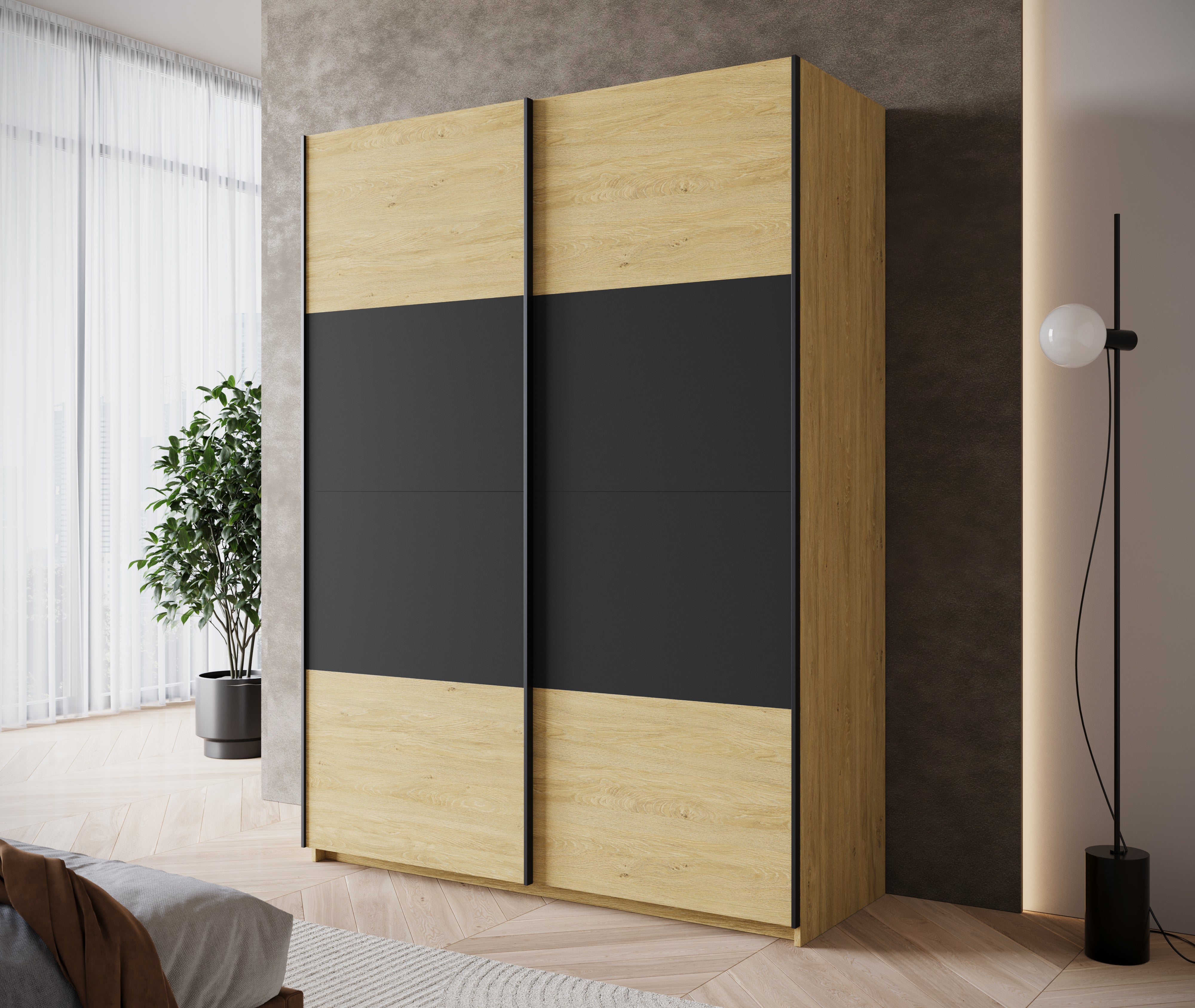 Lawson - Kledingkast met schuifdeuren - Eiken