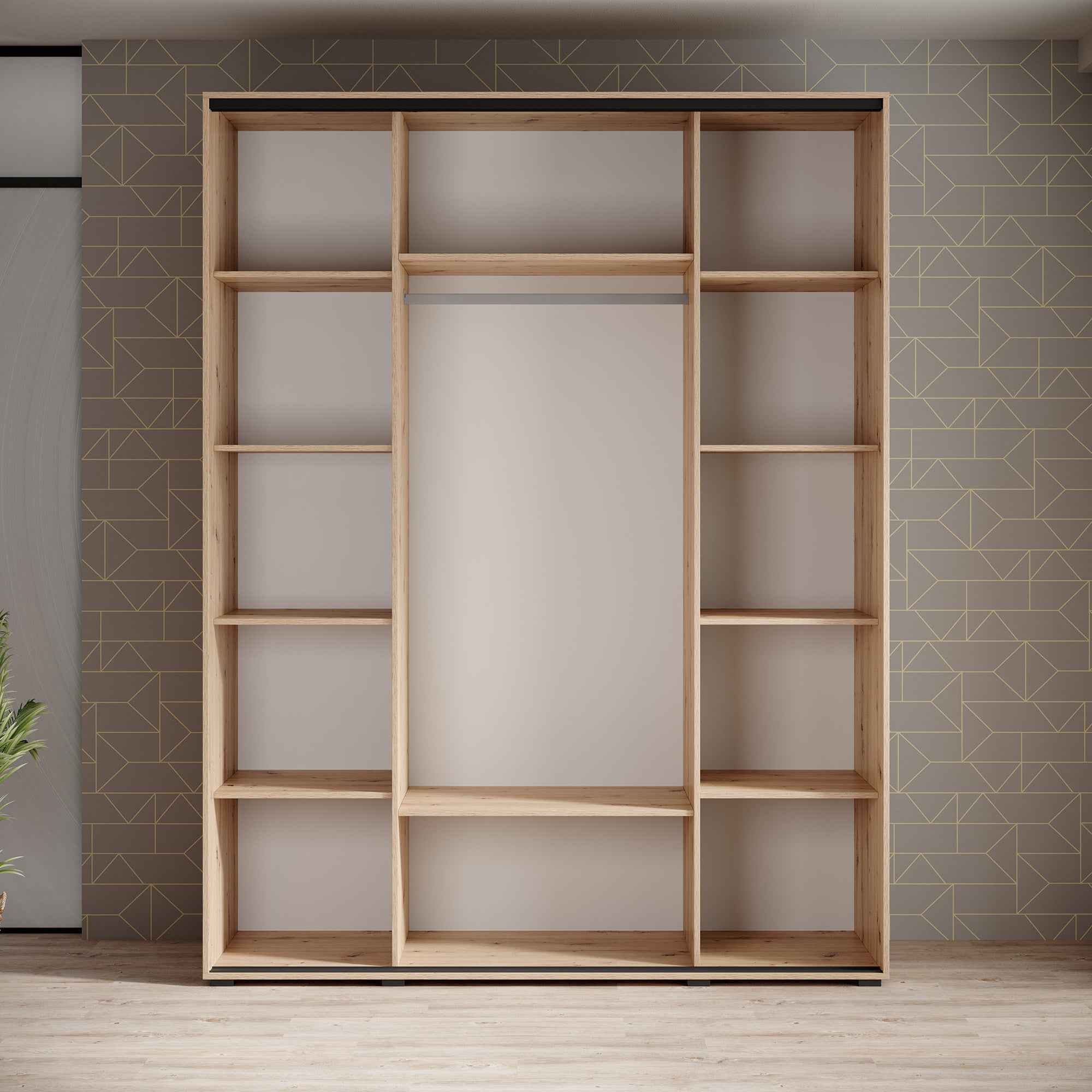 Leandro - Kledingkast met schuifdeuren - Eiken - 180x60x235 cm