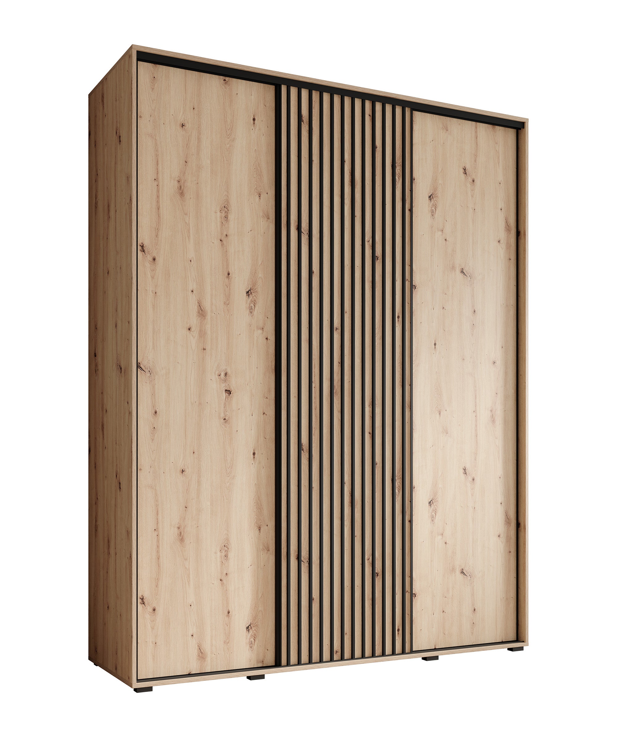 Leandro - Kledingkast met schuifdeuren - Eiken - 180x60x235 cm