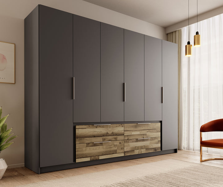Leipzig - Kledingkast 6-deurs - Eiken - 270x59x211 cm