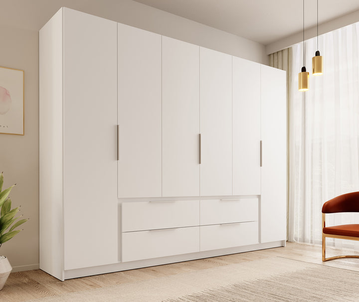 Leipzig - Kledingkast 6-deurs - Wit - 270x59x211 cm