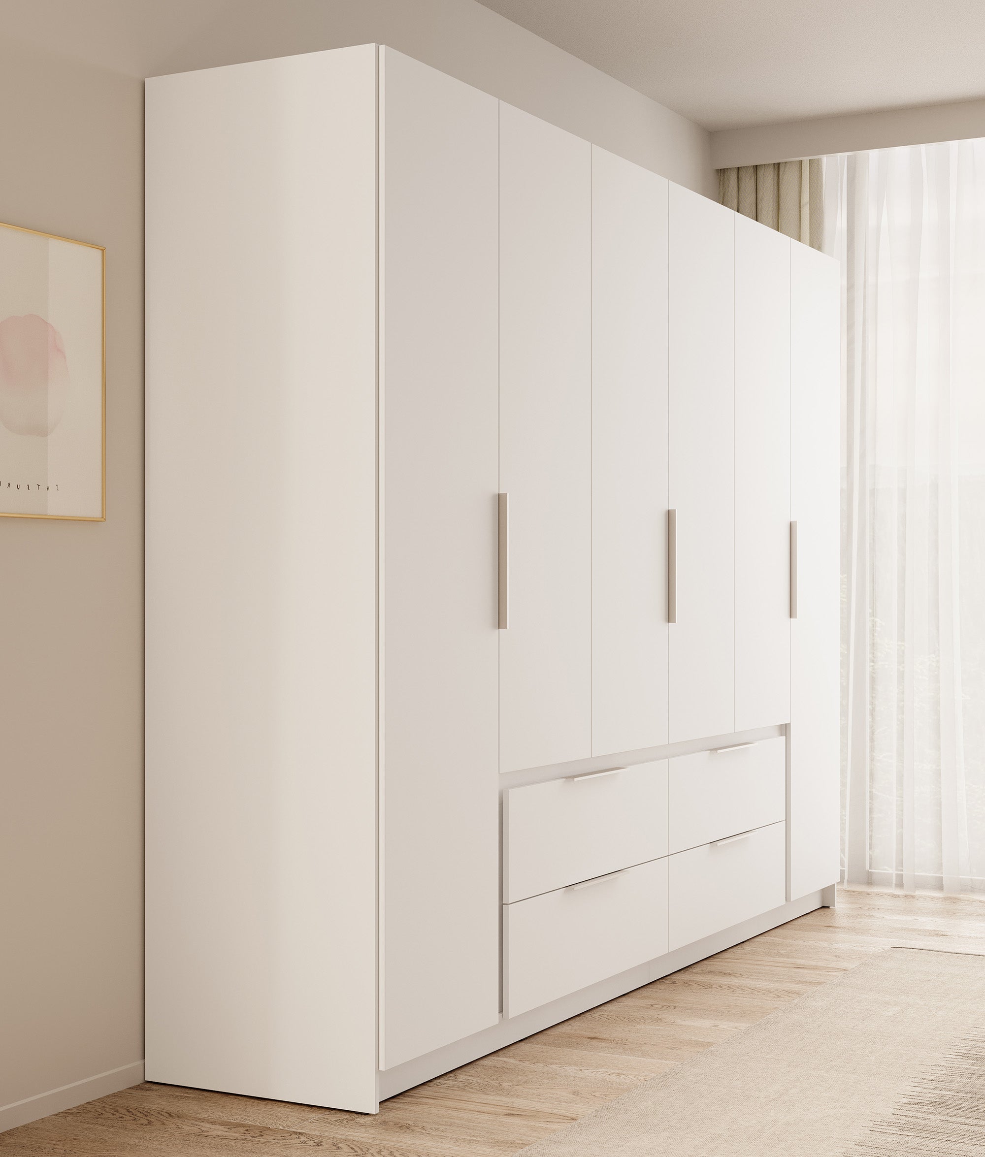 Leipzig - Kledingkast 6-deurs - Wit - 270x59x211 cm
