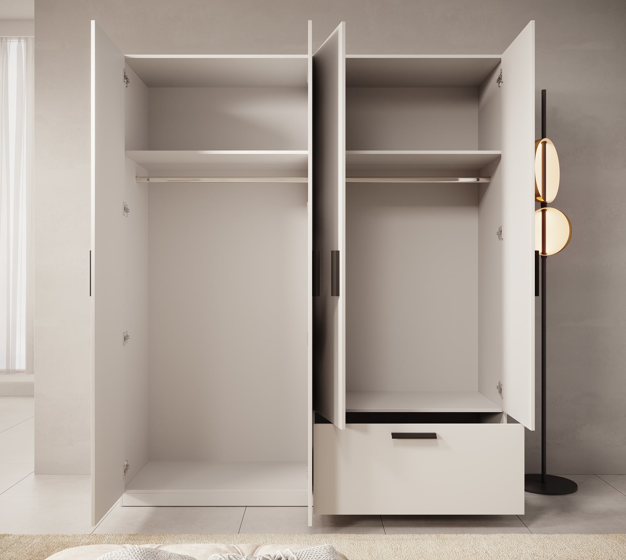 Lillian - Kledingkast 4-deurs - Wit - 180x54x210 cm
