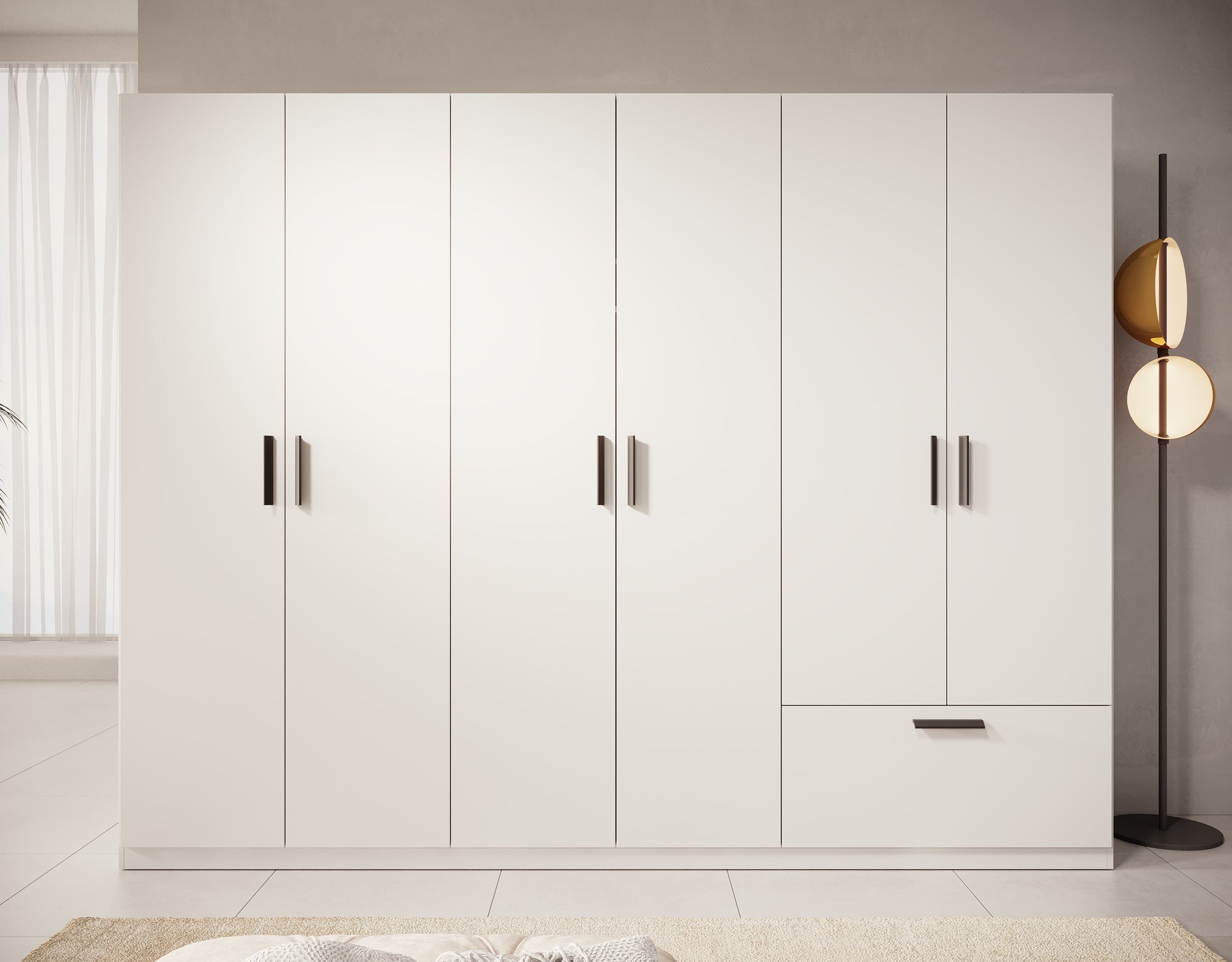 Lillian - Kledingkast 6-deurs - Wit - 270x54x210 cm