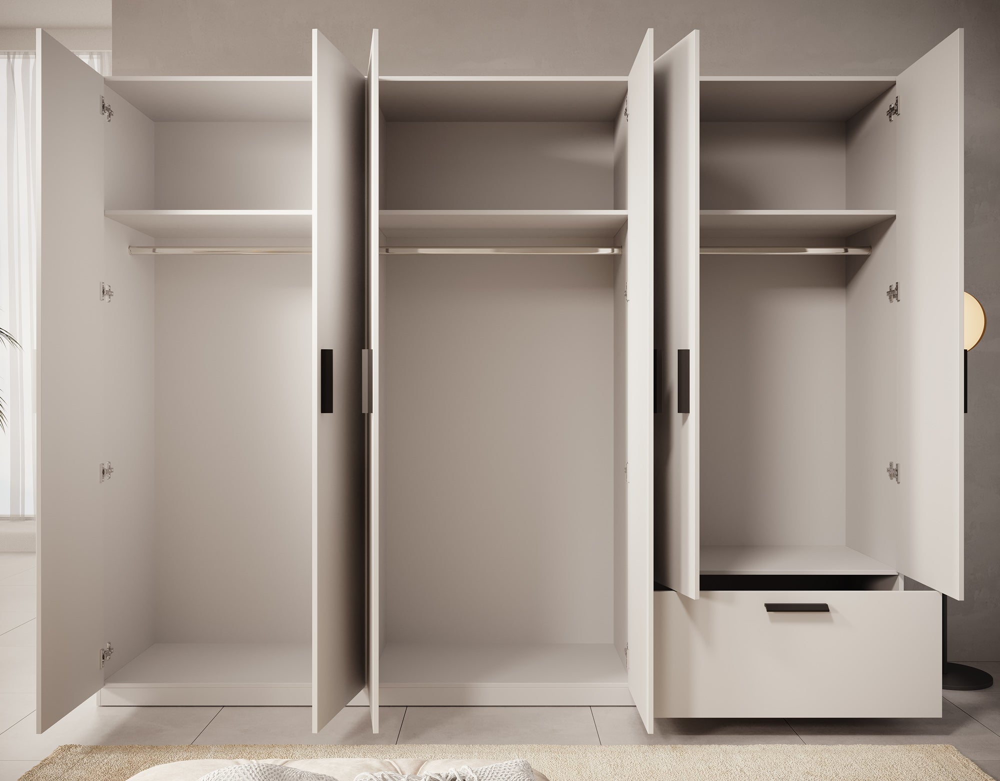 Lillian - Kledingkast 6-deurs - Wit - 270x54x210 cm