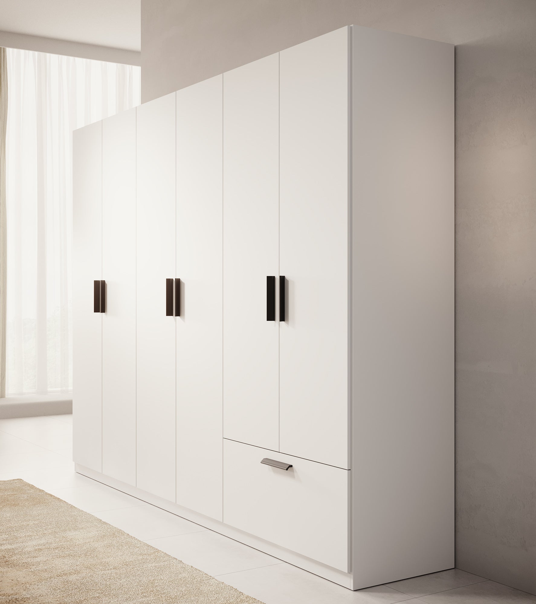 Lillian - Kledingkast 6-deurs - Wit - 270x54x210 cm