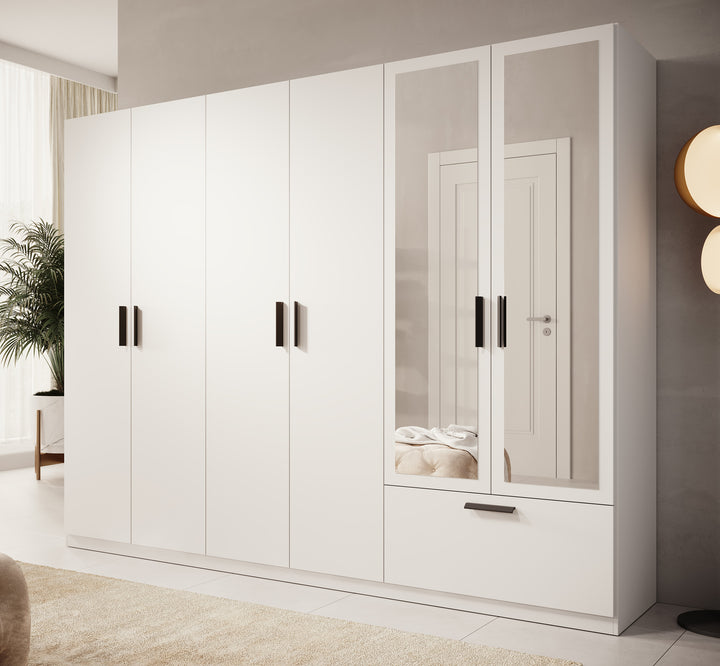 Lillian - Kledingkast met lade - Wit - 270x54x210 cm