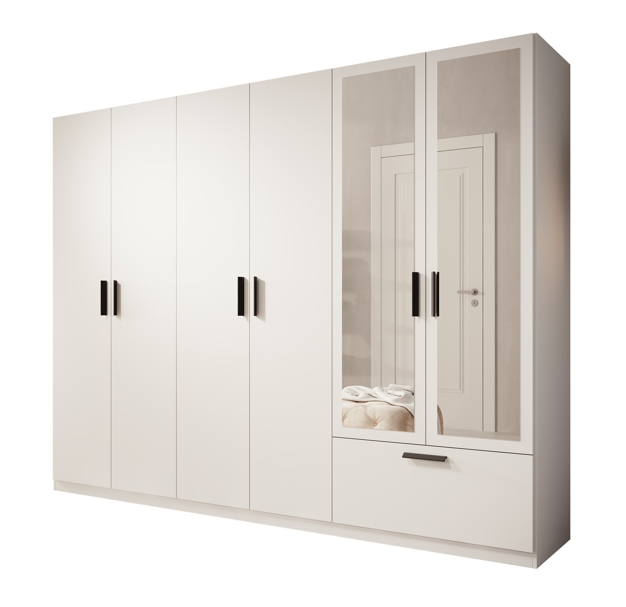 Lillian - Kledingkast met lade - Wit - 270x54x210 cm