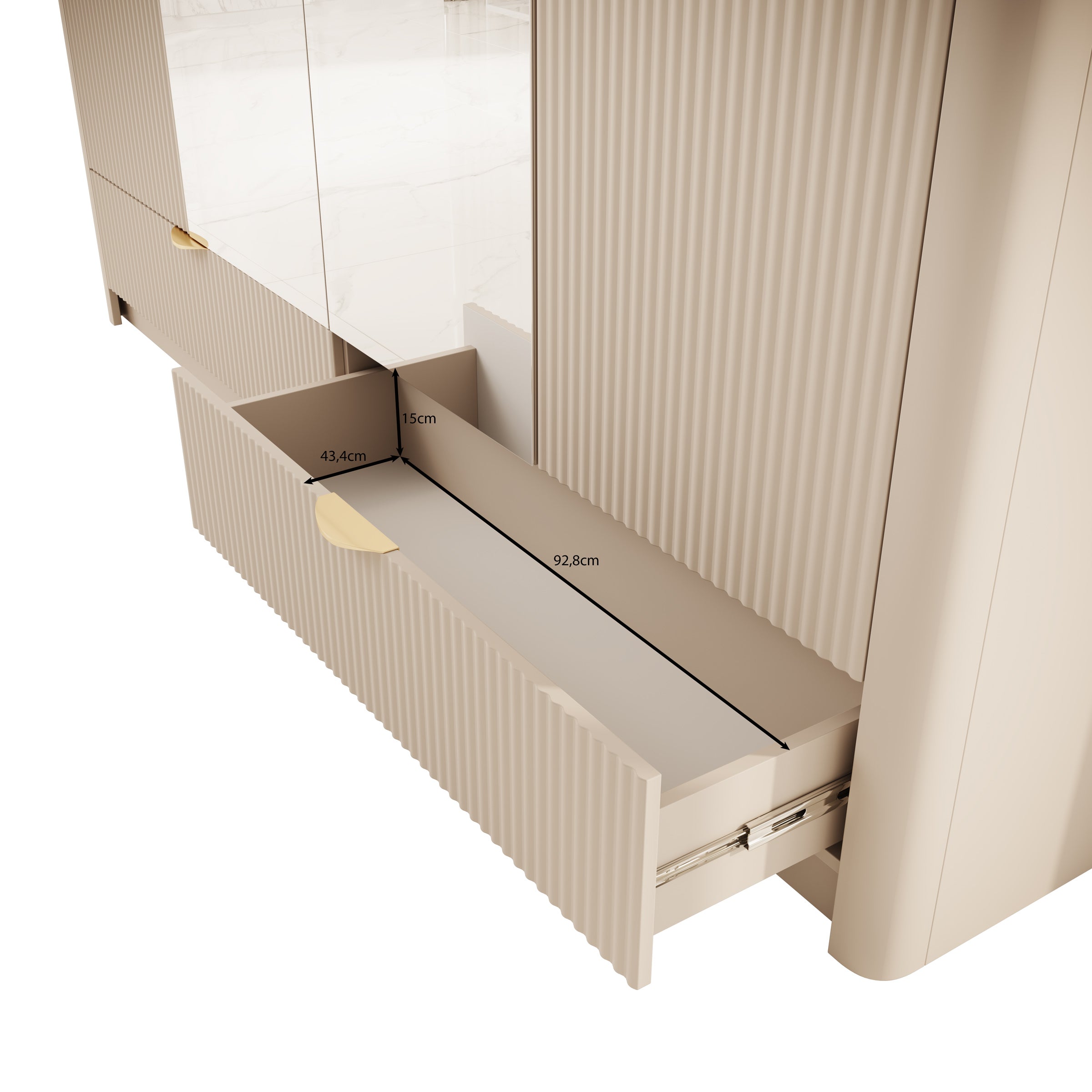 Lima - Kledingkast 4-deurs - Beige - 213x55x208 cm