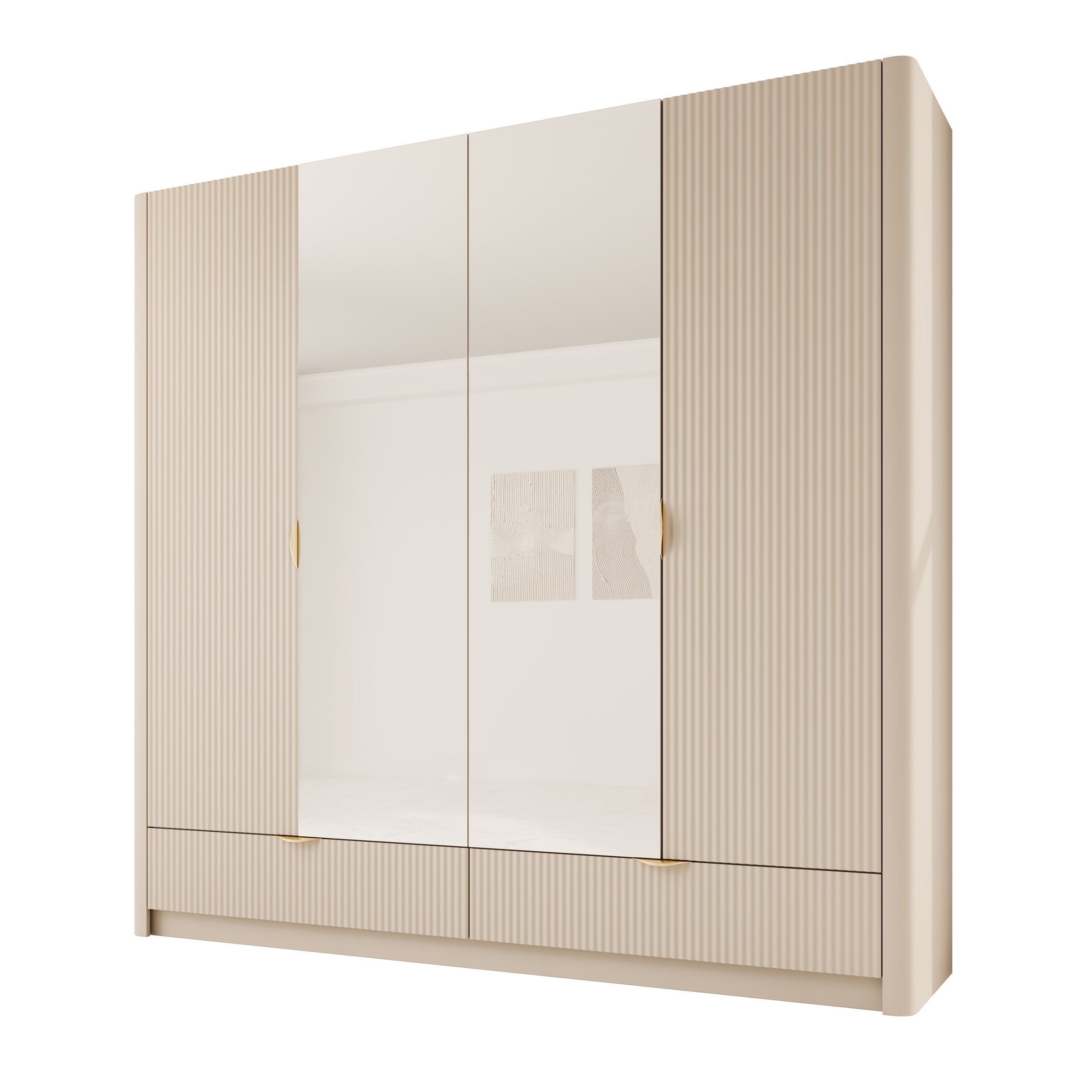 Lima - Kledingkast 4-deurs - Beige - 213x55x208 cm