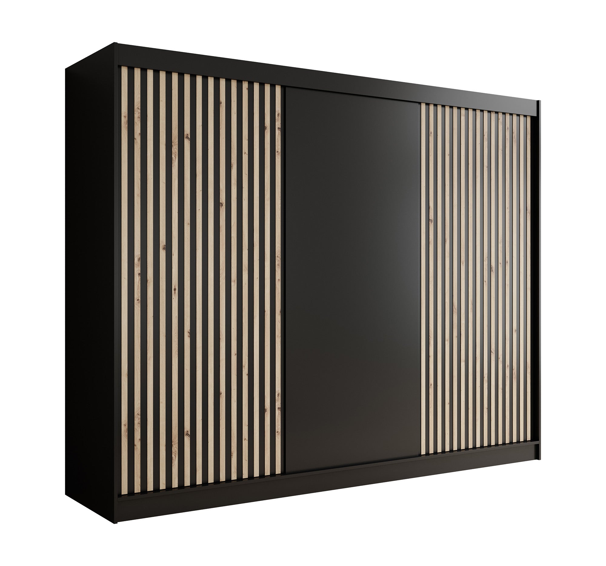 Lisbon - Kledingkast met schuifdeuren - Zwart/eiken - 250x62x200 cm