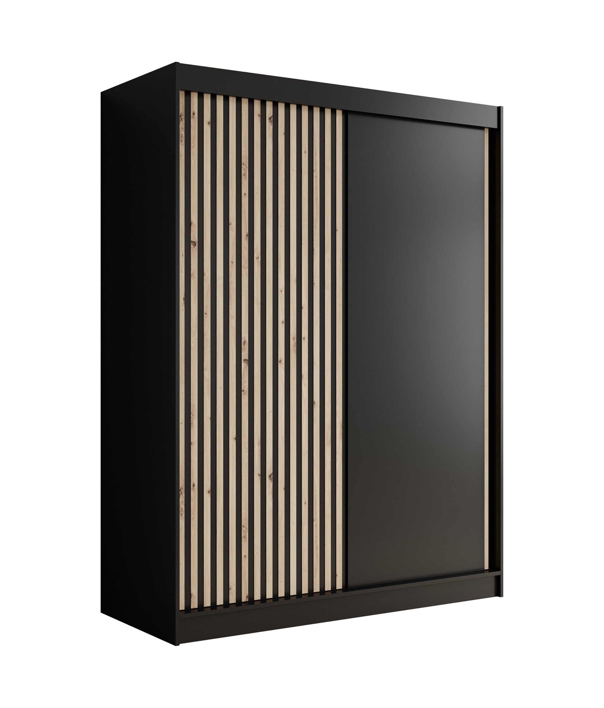 Lisbon - Kledingkast met schuifdeuren - Zwart/eiken - 150x62x200 cm
