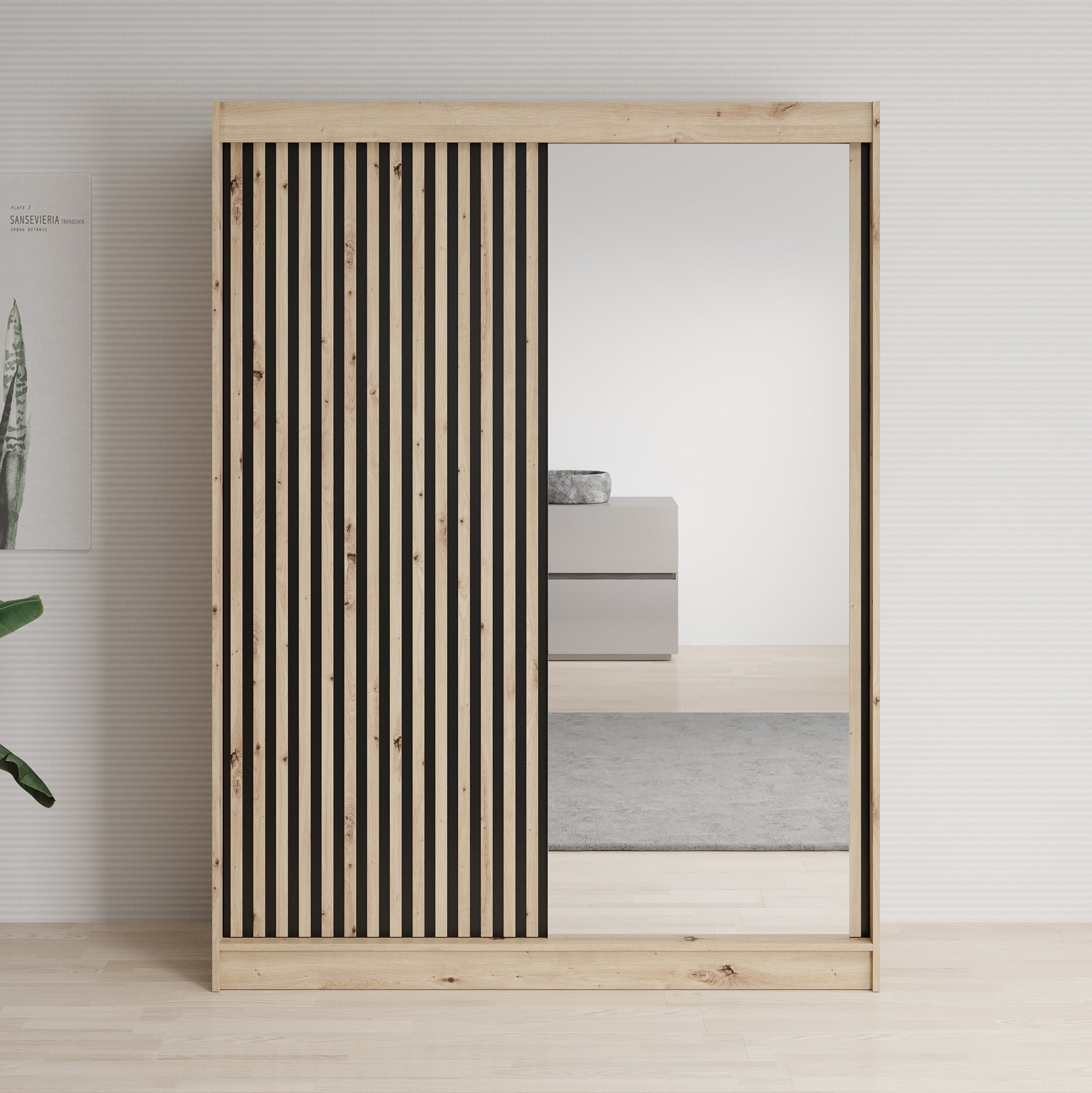 Lisbon 2 - Kledingkast met schuifdeuren - Eiken - 150x62x200 cm