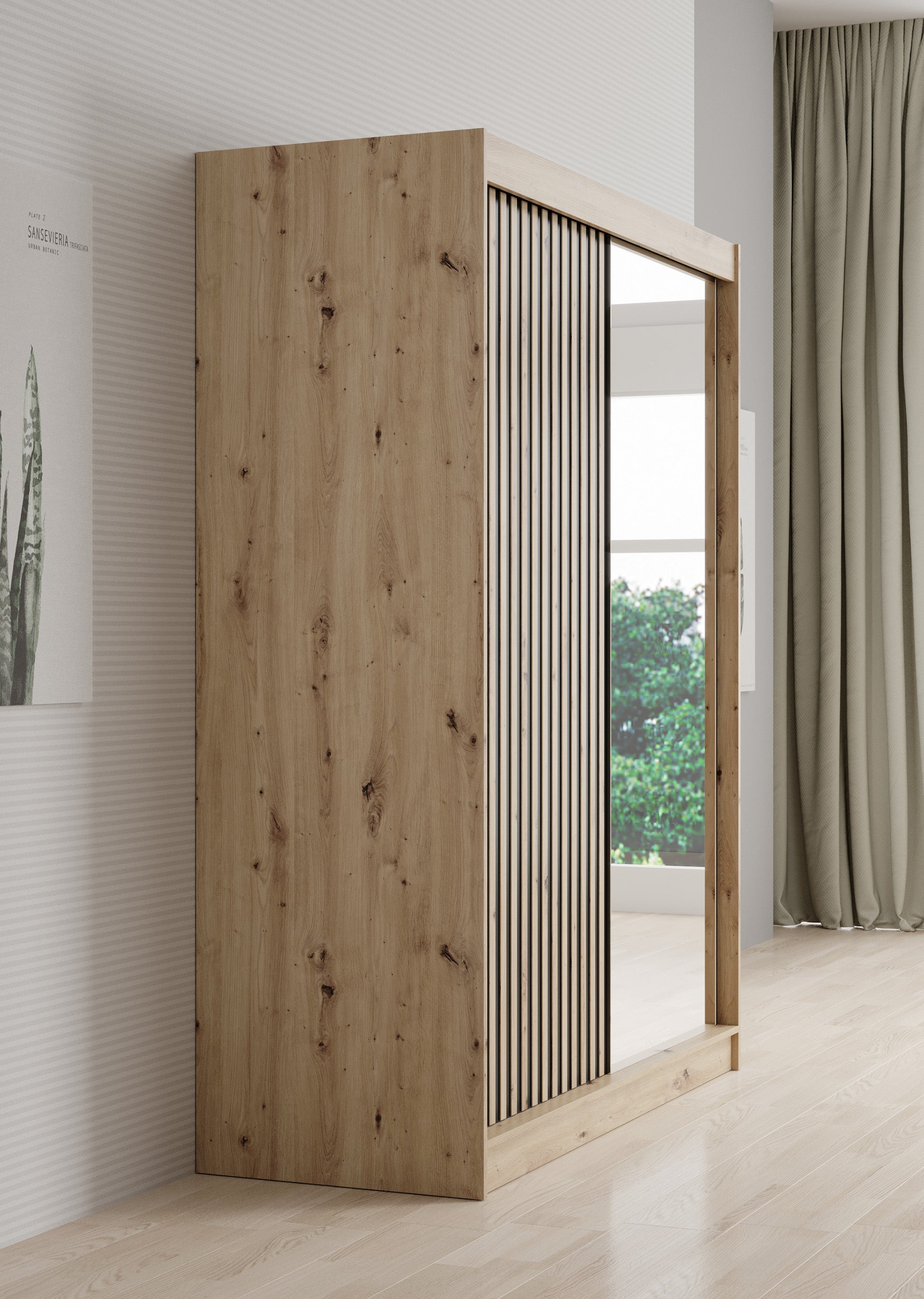 Lisbon 2 - Kledingkast met schuifdeuren - Eiken - 150x62x200 cm