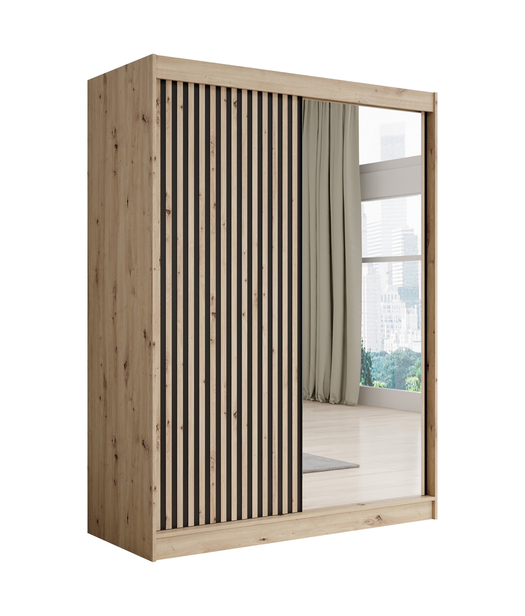 Lisbon 2 - Kledingkast met schuifdeuren - Eiken - 150x62x200 cm