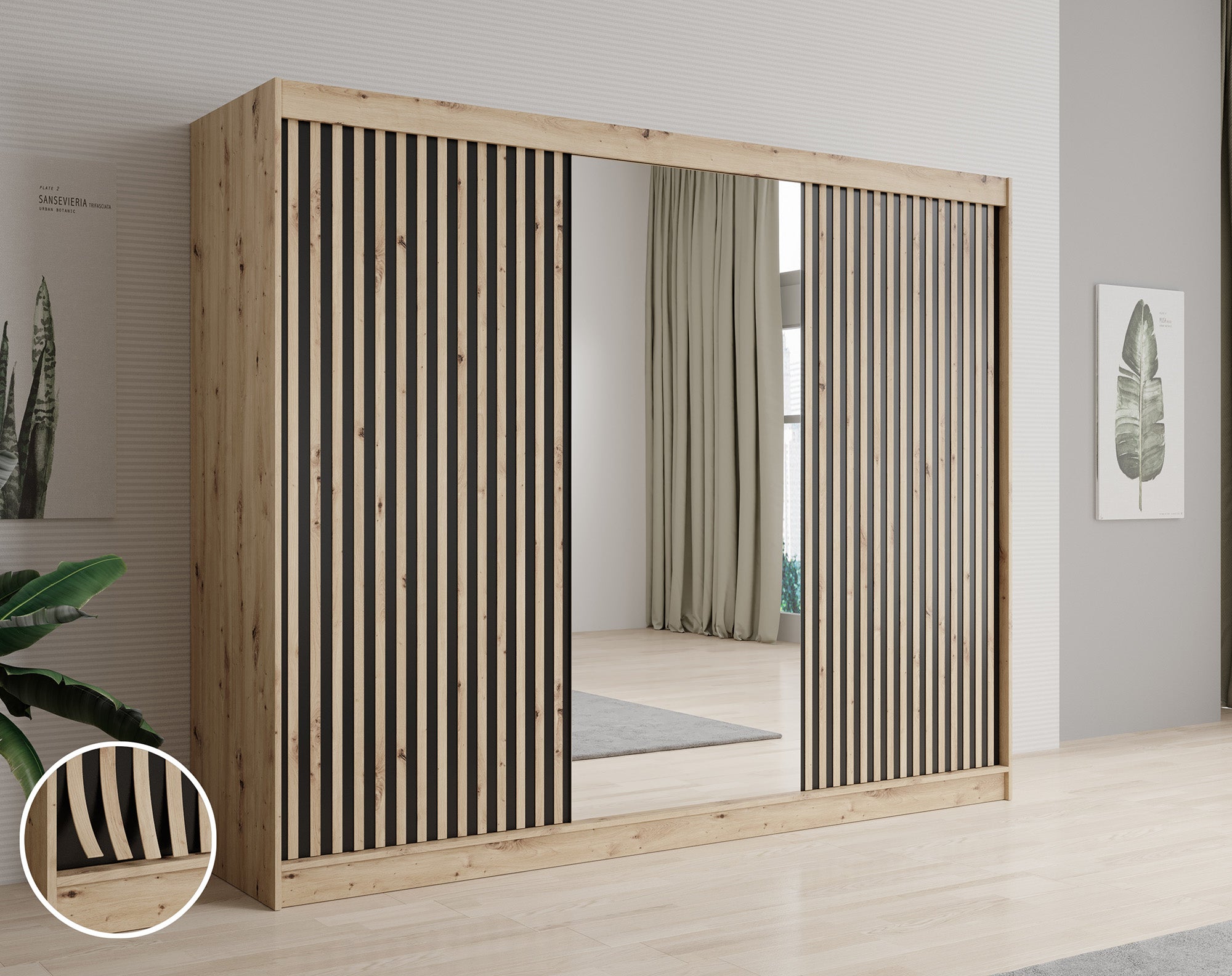 Lisbon 2 - Kledingkast met schuifdeuren - Eiken - 250x62x200 cm