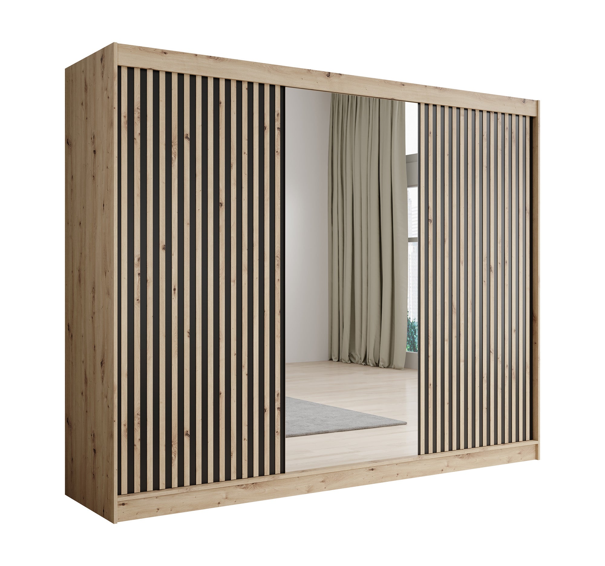 Lisbon 2 - Kledingkast met schuifdeuren - Eiken - 250x62x200 cm