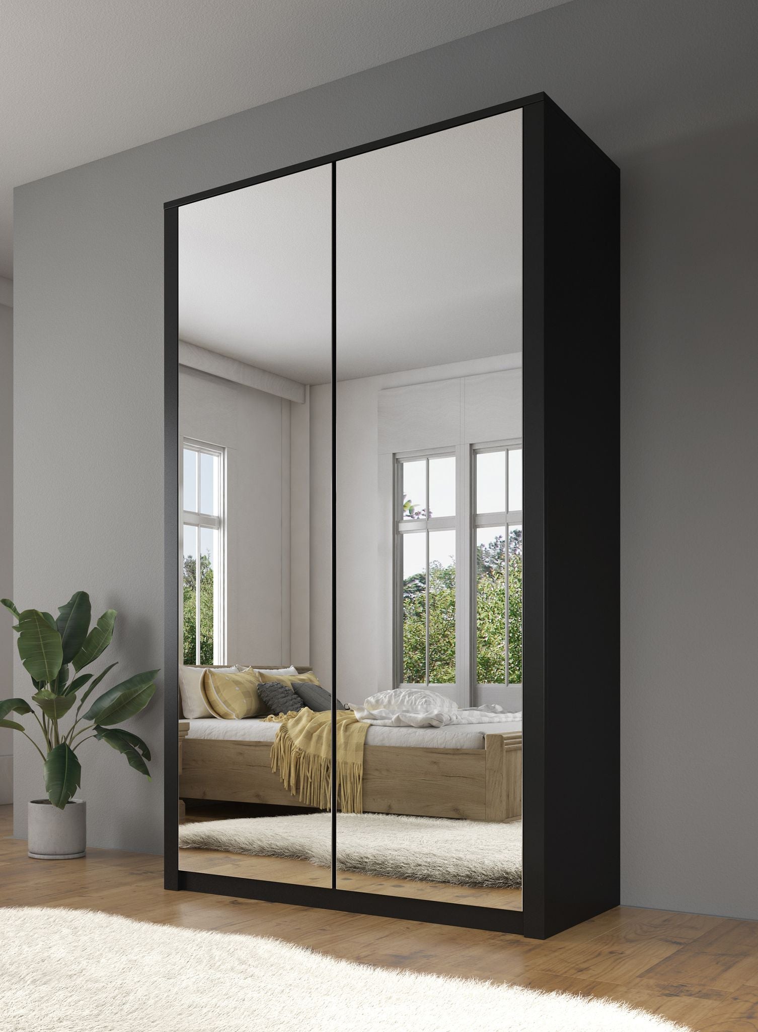 Malibu - Kledingkast 2-deurs - Mat zwart - 113x53x197 cm