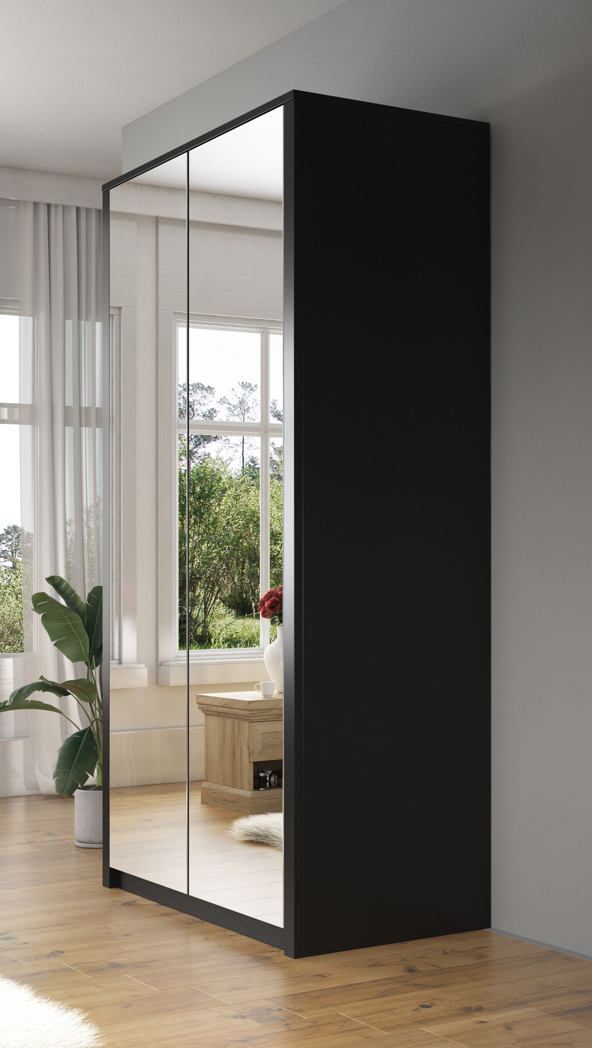 Malibu - Kledingkast 2-deurs - Mat zwart - 113x53x197 cm