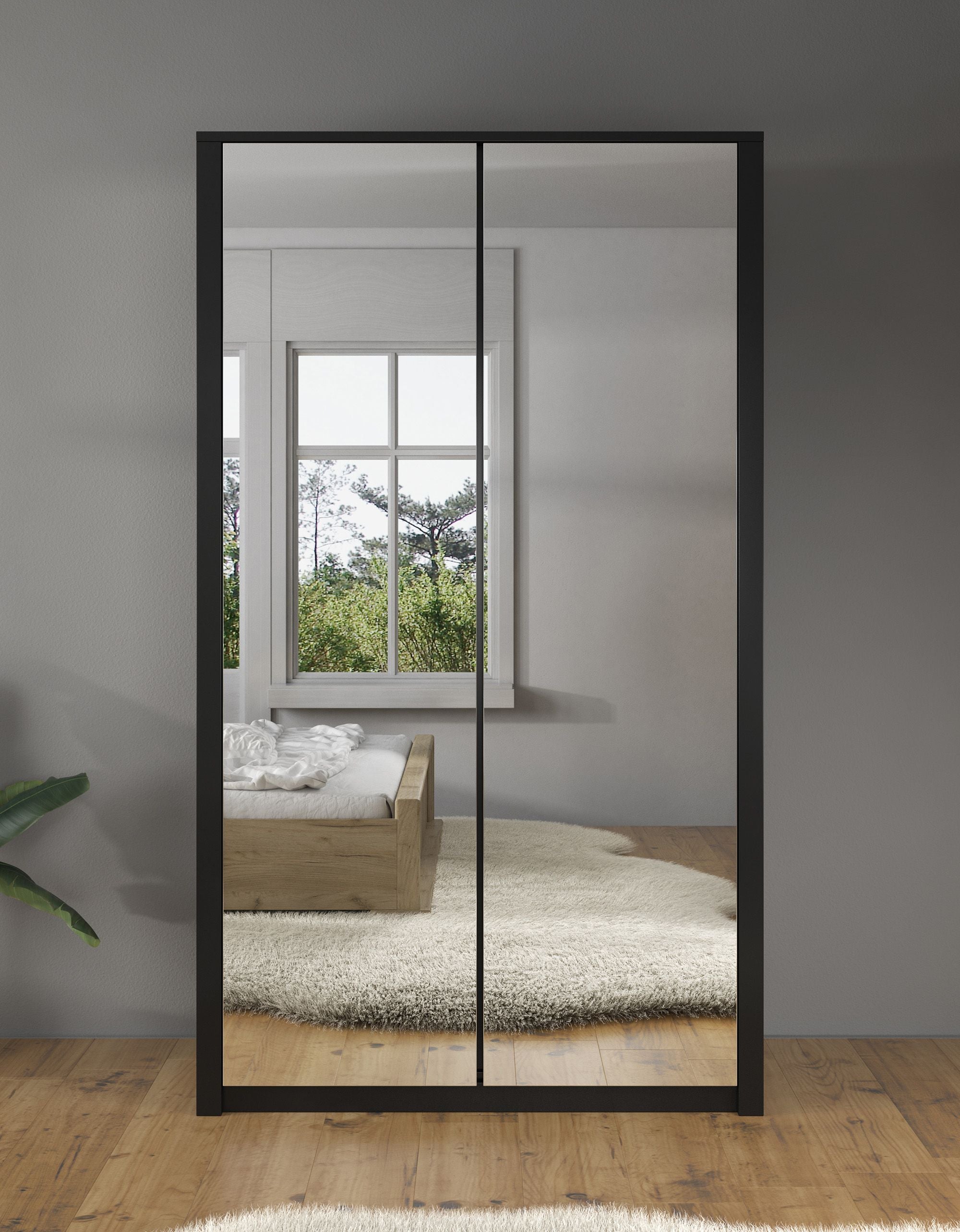 Malibu - Kledingkast 2-deurs - Mat zwart - 113x53x197 cm