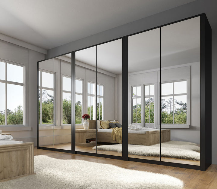 Malibu - Kledingkast 6-deurs - Mat zwart - 340x53x197 cm