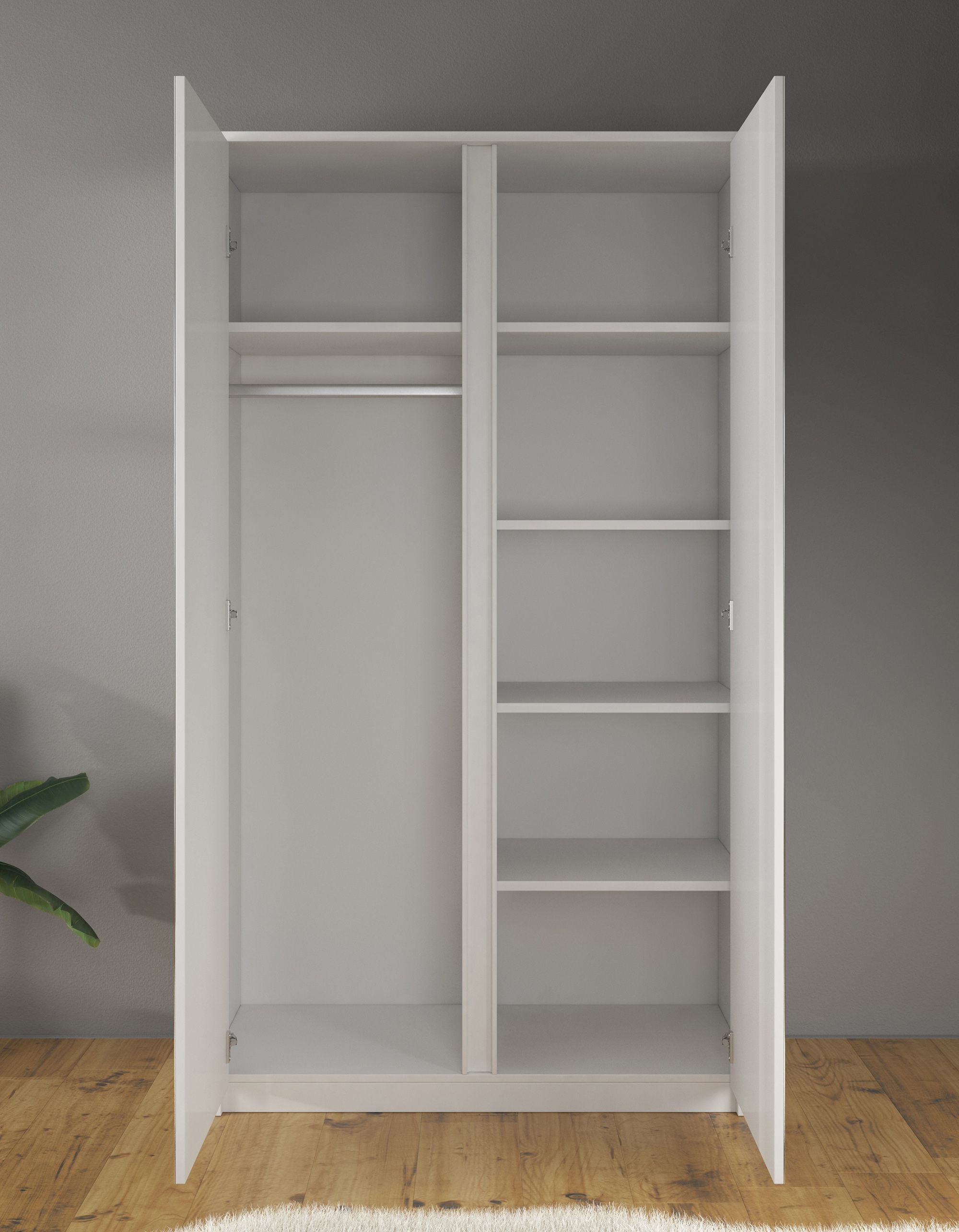 Malibu - Kledingkast 2-deurs - Wit - 113x53x197 cm