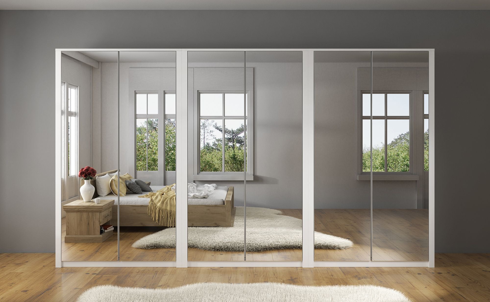 Malibu - Kledingkast 6-deurs - Wit - 340x53x197 cm