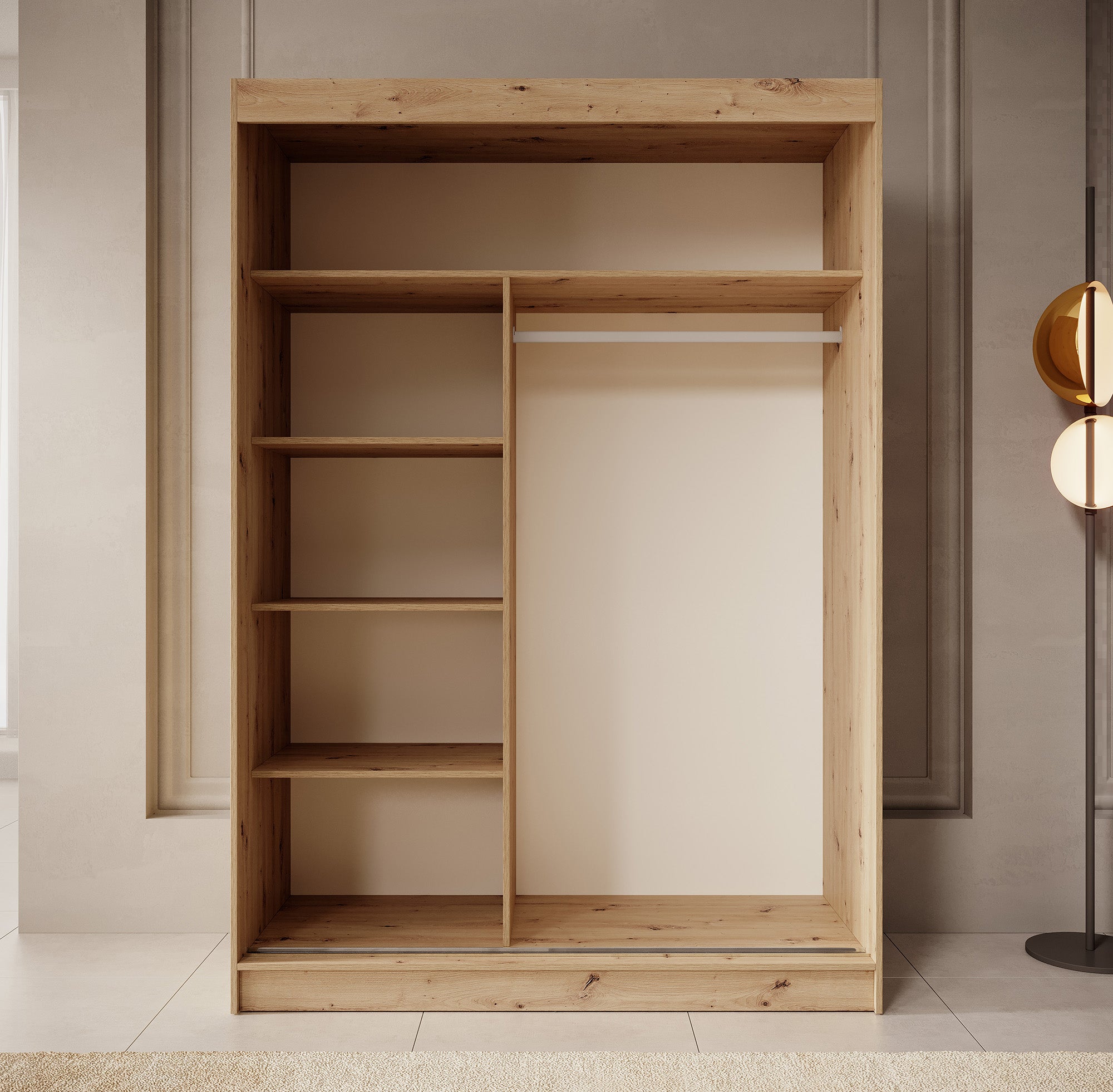 Mammock - Kledingkast  met spiegel - Eiken - 150x61x216 cm
