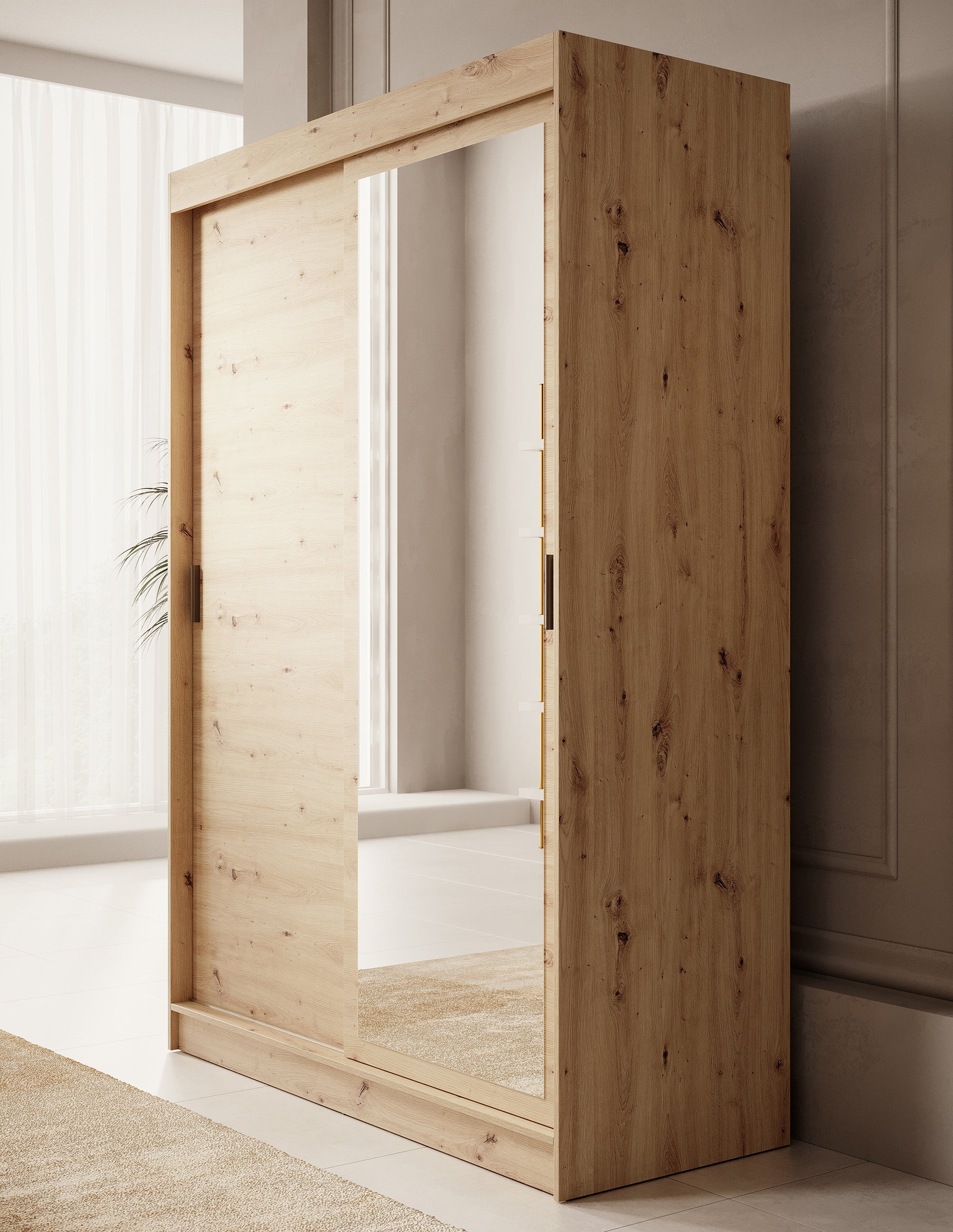 Mammock - Kledingkast  schuifdeuren - Eiken - 150x61x216 cm
