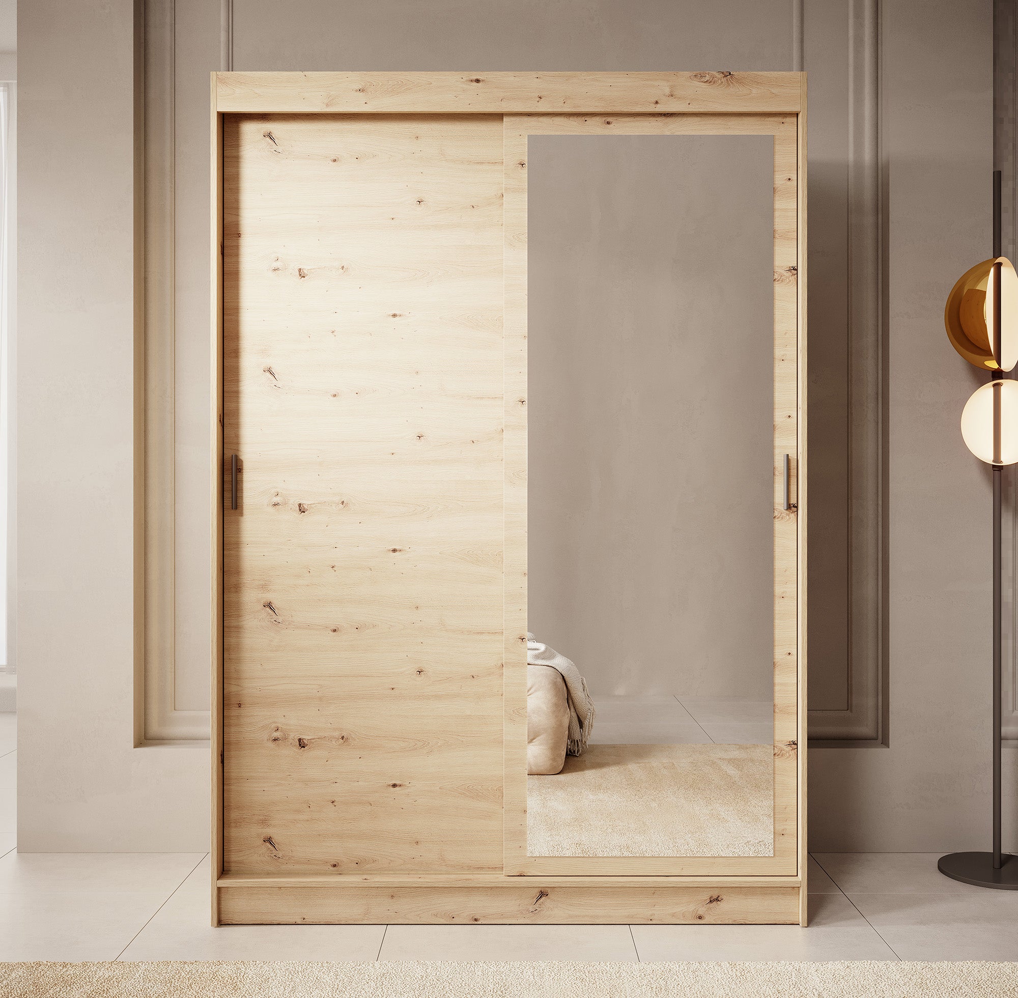 Mammock - Kledingkast  schuifdeuren - Eiken - 150x61x216 cm