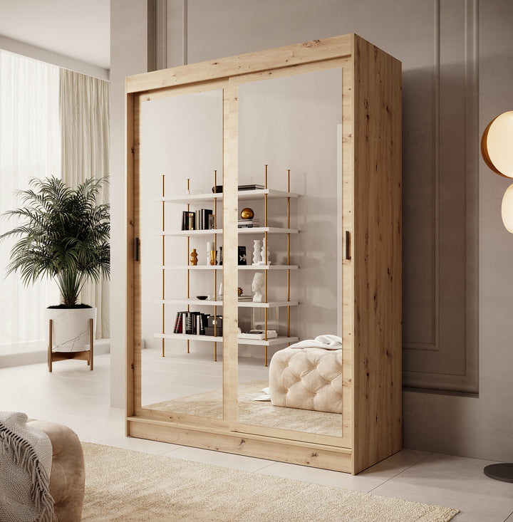 Mammock - Kledingkast met spiegel - Eiken - 150x61x216 cm