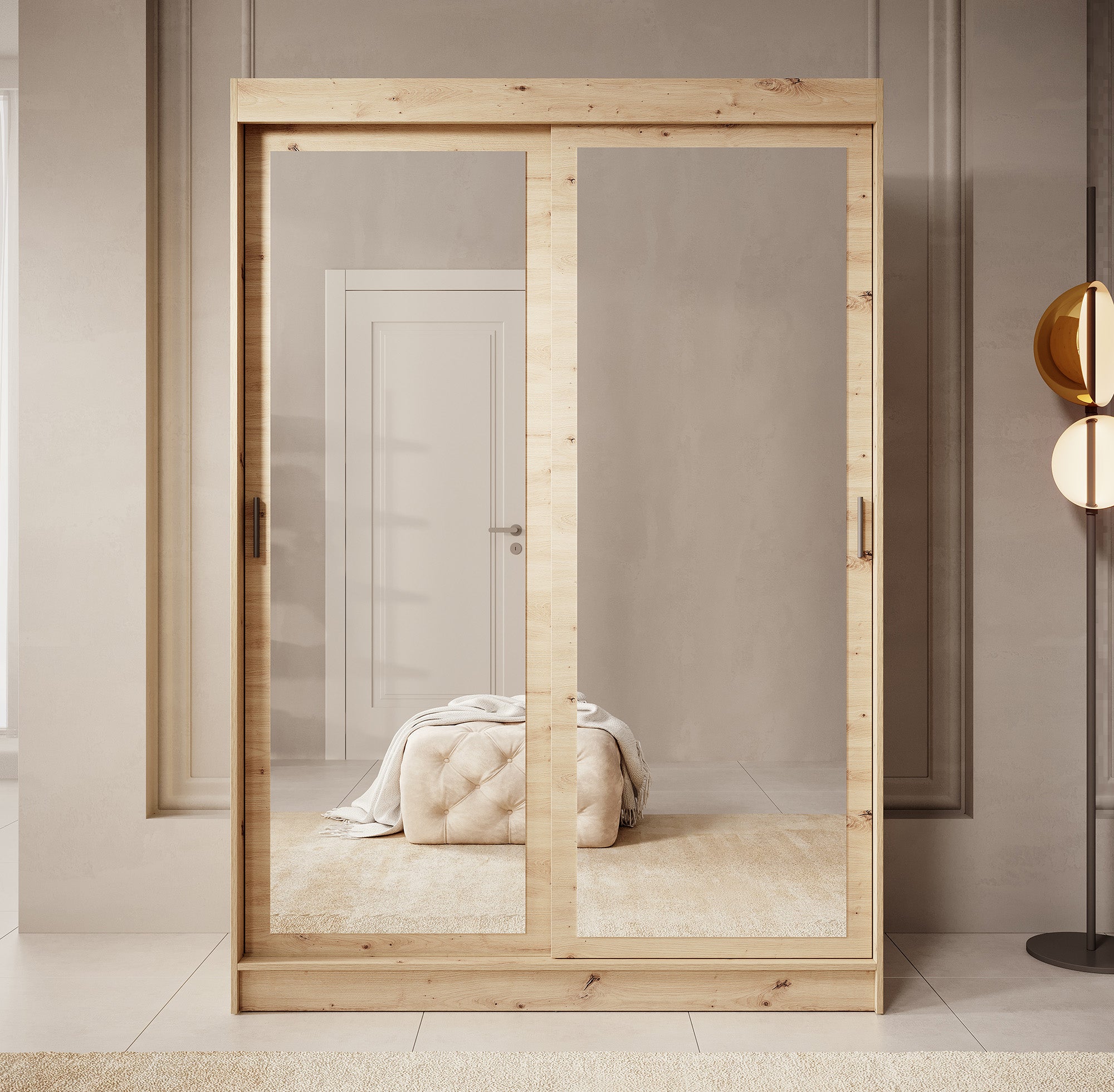 Mammock - Kledingkast  met spiegel - Eiken - 150x61x216 cm