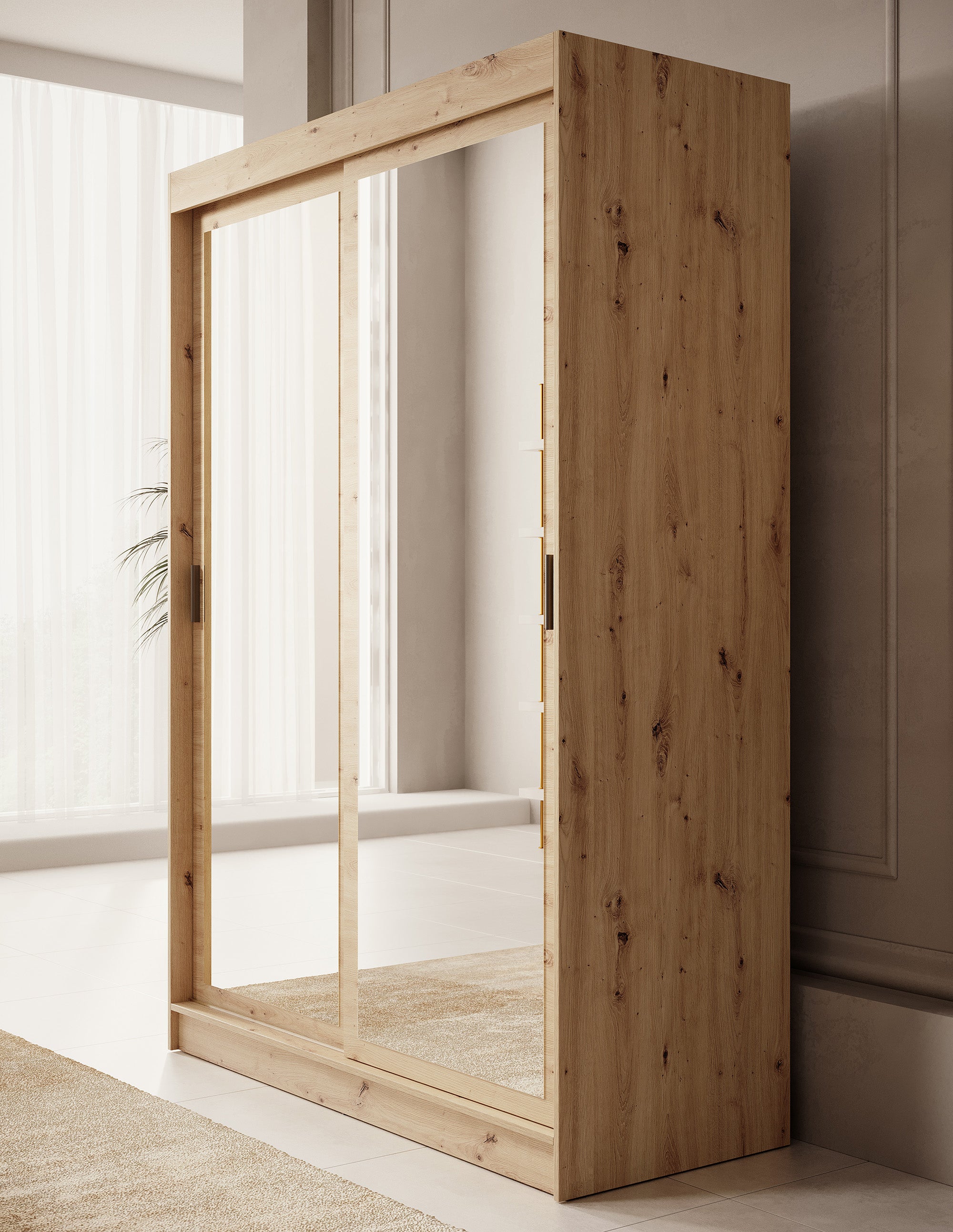 Mammock - Kledingkast  met spiegel - Eiken - 150x61x216 cm