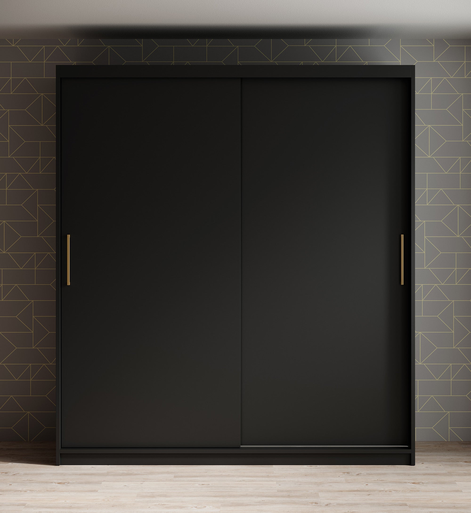 Mandalin - Kledingkast met schuidfdeuren - Zwart - 180x62x200 cm