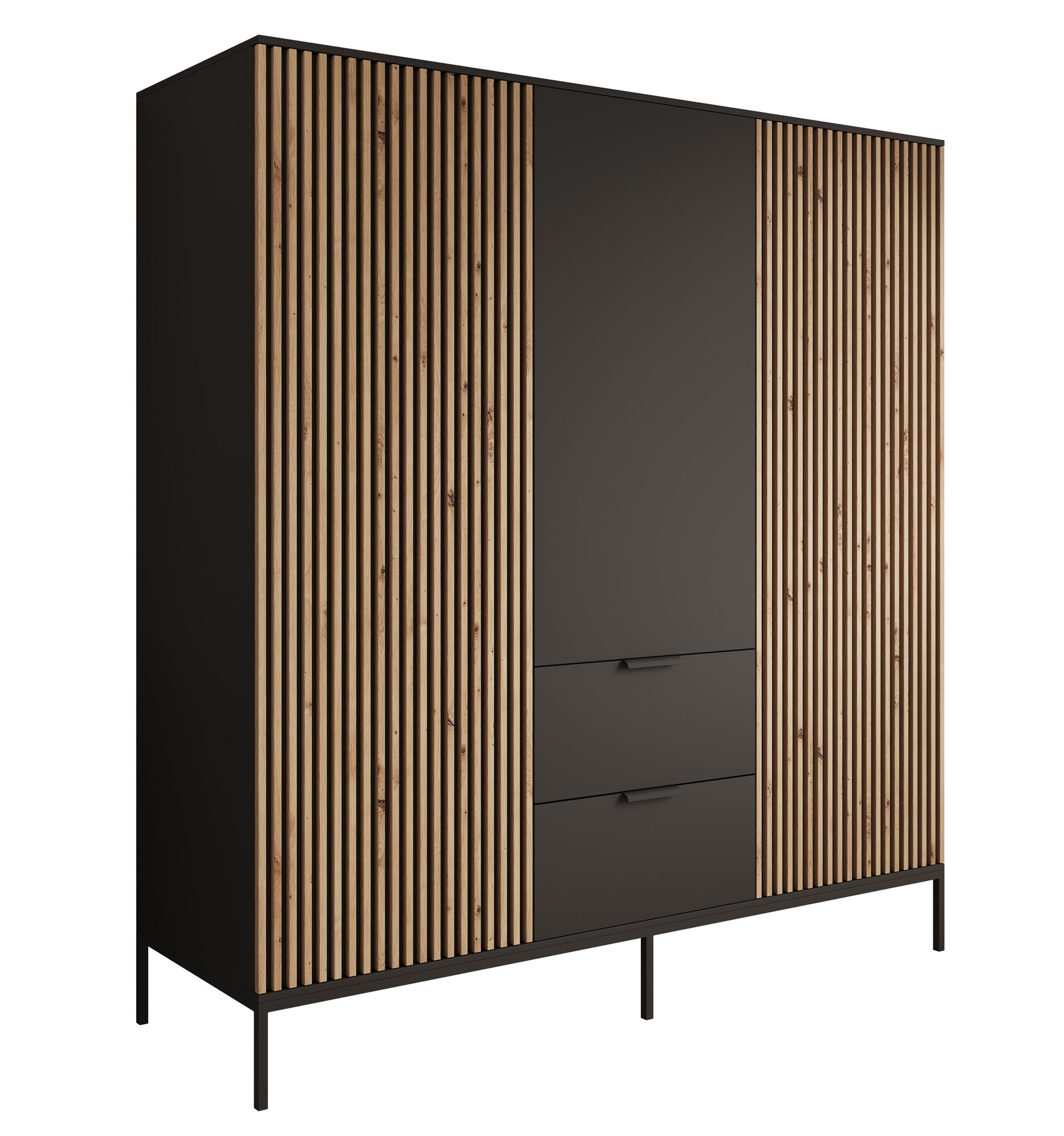 Marbella - Kledingkast 3-deurs - Zwart - 185x60x200 cm
