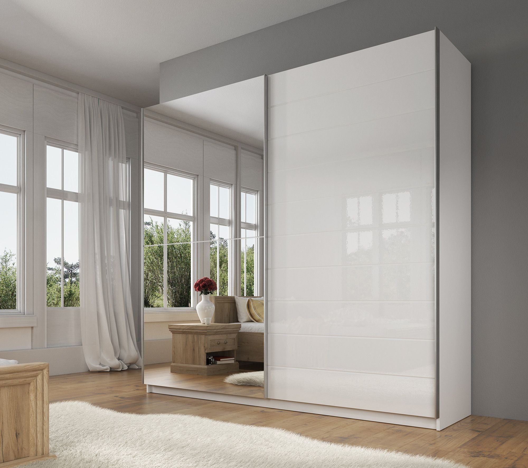 Mariah - Kledingkast met schuifdeuren - Wit  - 217x63x210 cm
