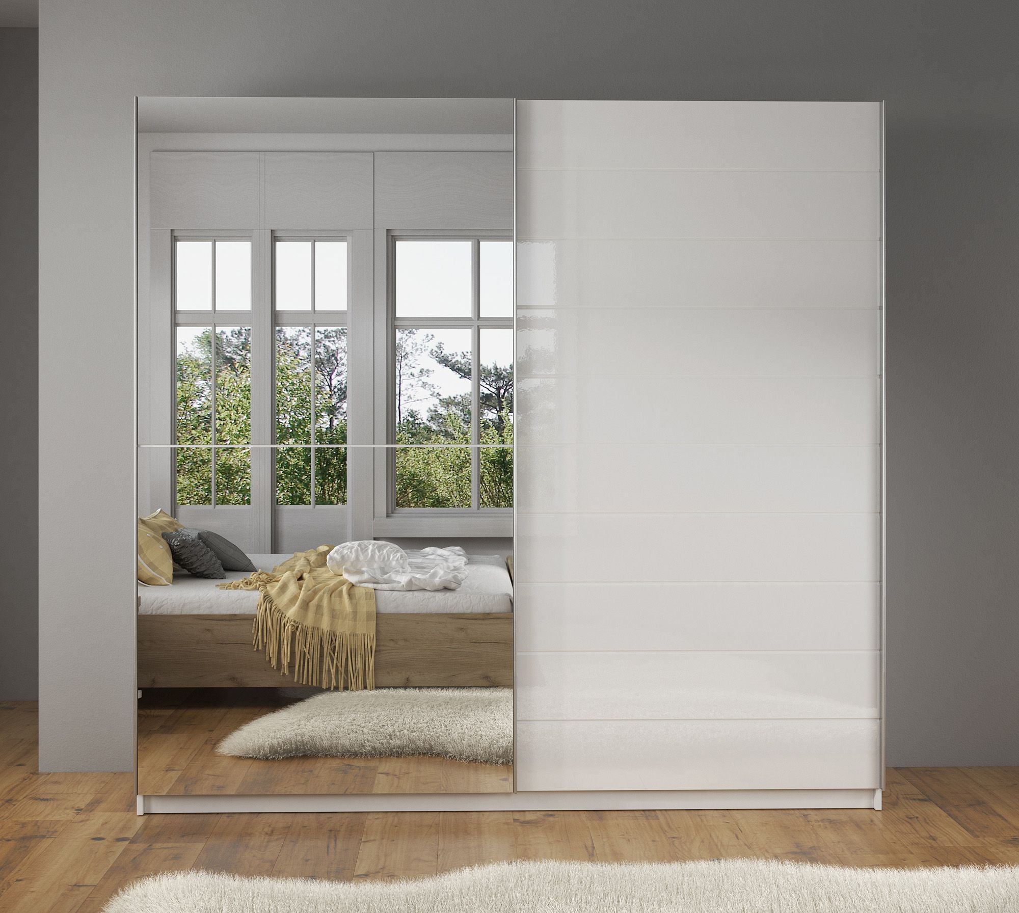 Mariah - Kledingkast met schuifdeuren - Wit  - 217x63x210 cm