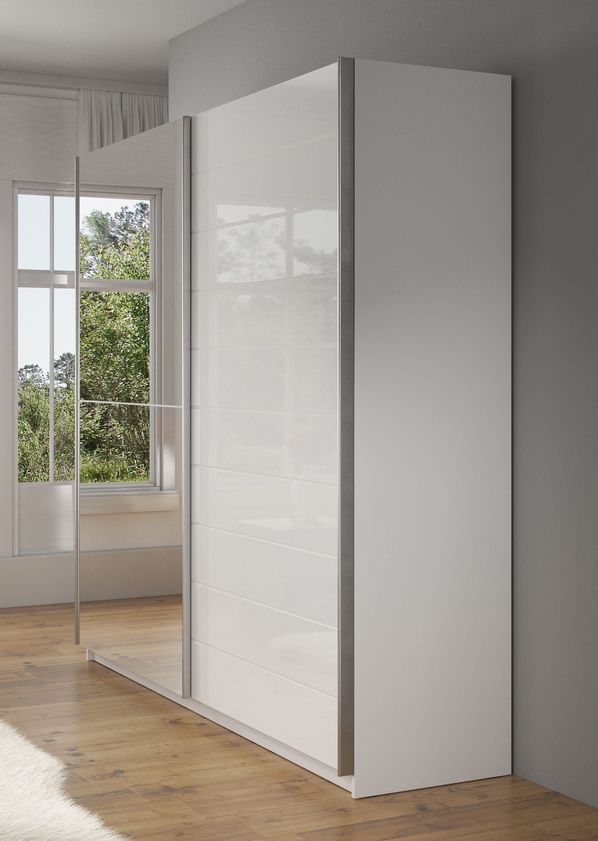 Mariah - Kledingkast met schuifdeuren - Wit  - 217x63x210 cm
