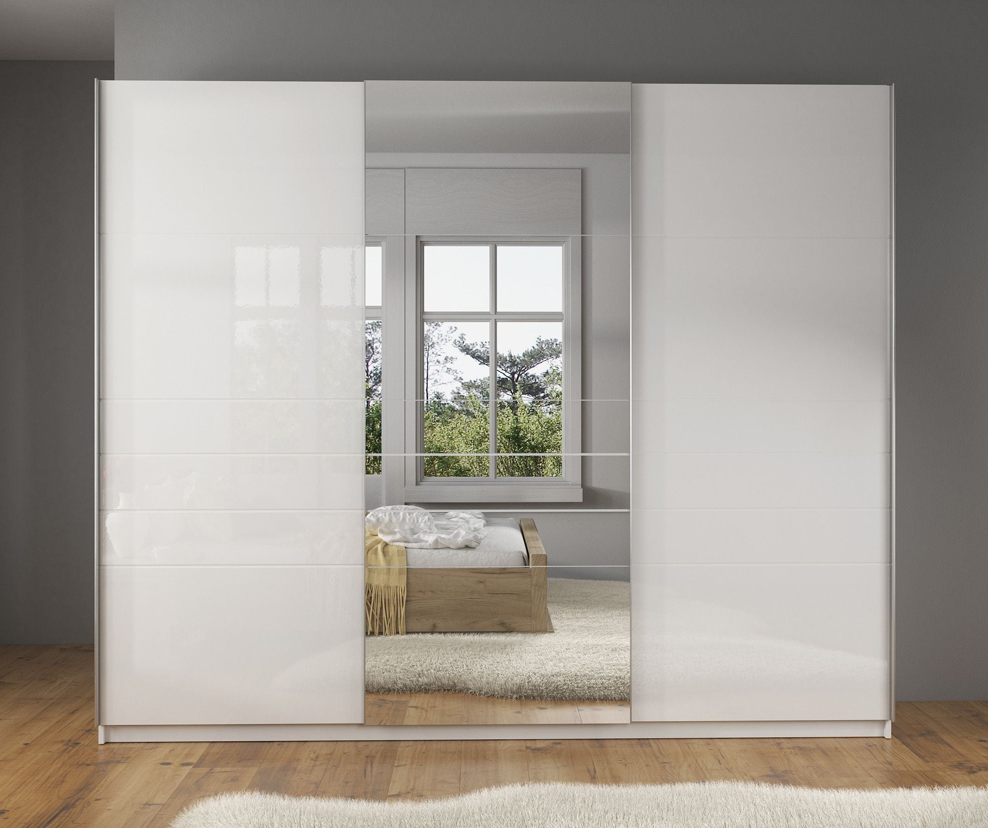 Mariah - Kledingkast met schuifdeuren - Wit  - 263x66x224 cm