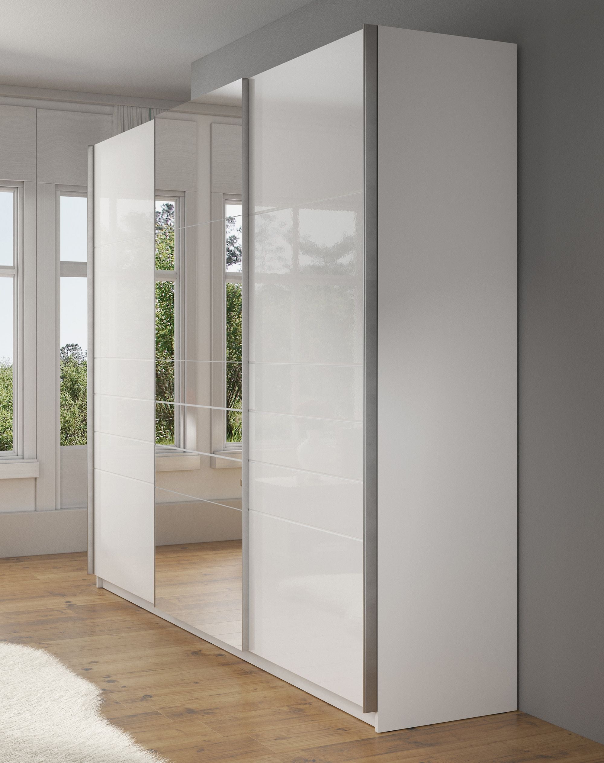 Mariah - Kledingkast met schuifdeuren - Wit  - 263x66x224 cm
