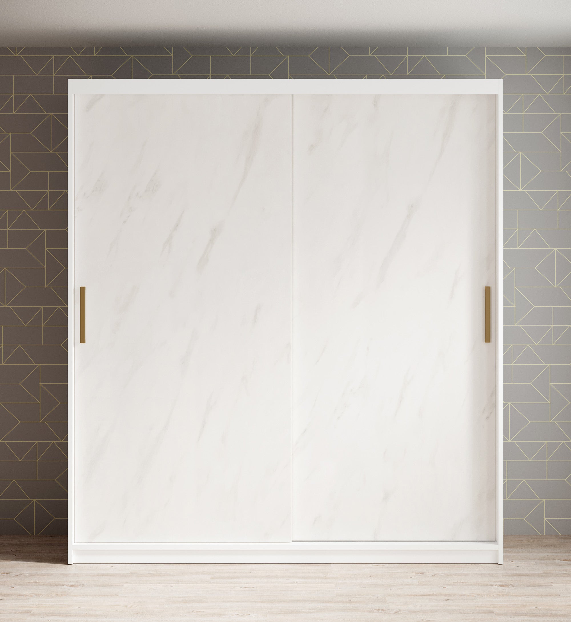 Marmer - Kledinkast met schuifdeuren - Wit  - 180x62x200 cm