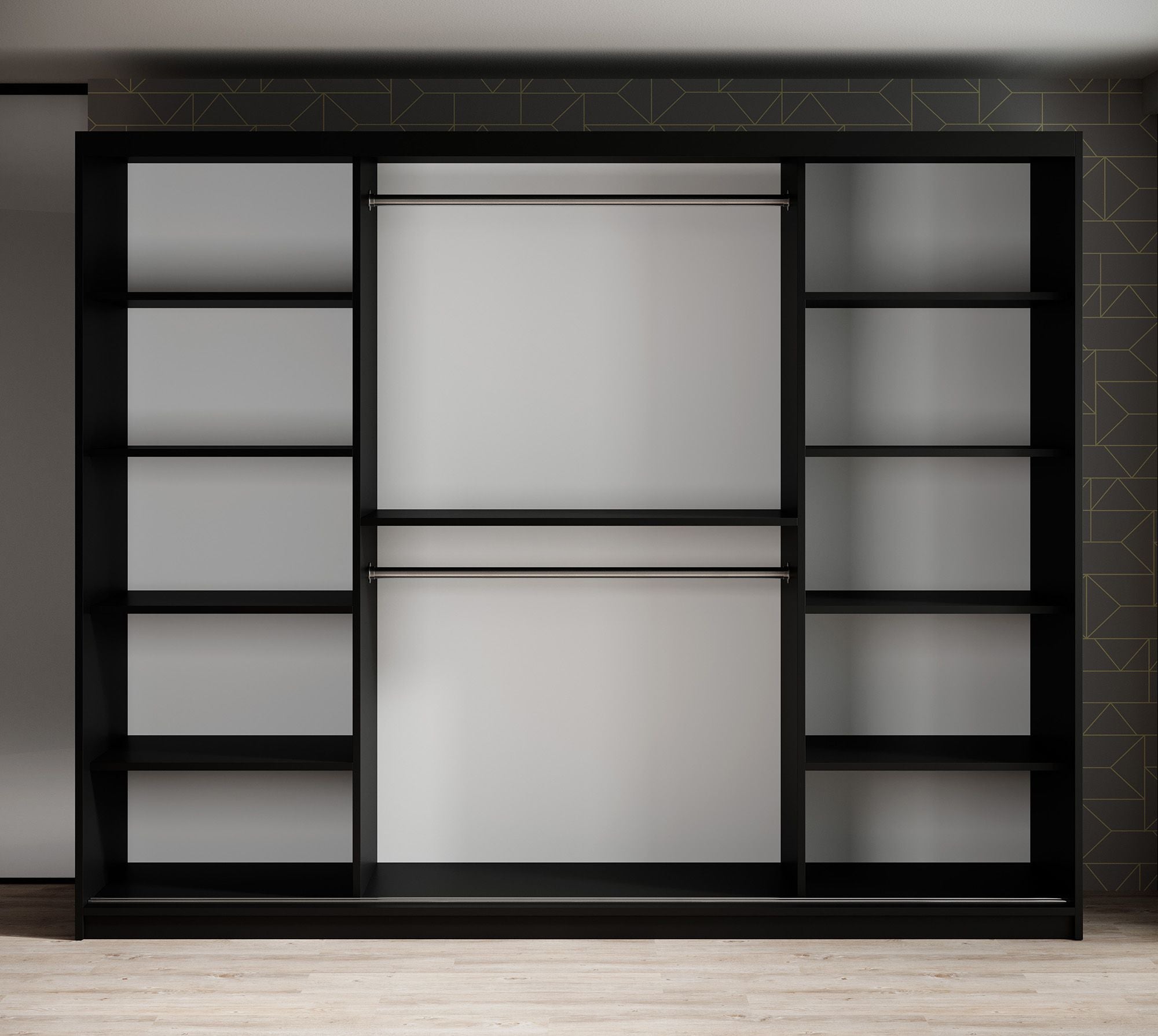 Marmer 2 - Kledinkast met schuifdeuren - Zwart - 250x62x200 cm