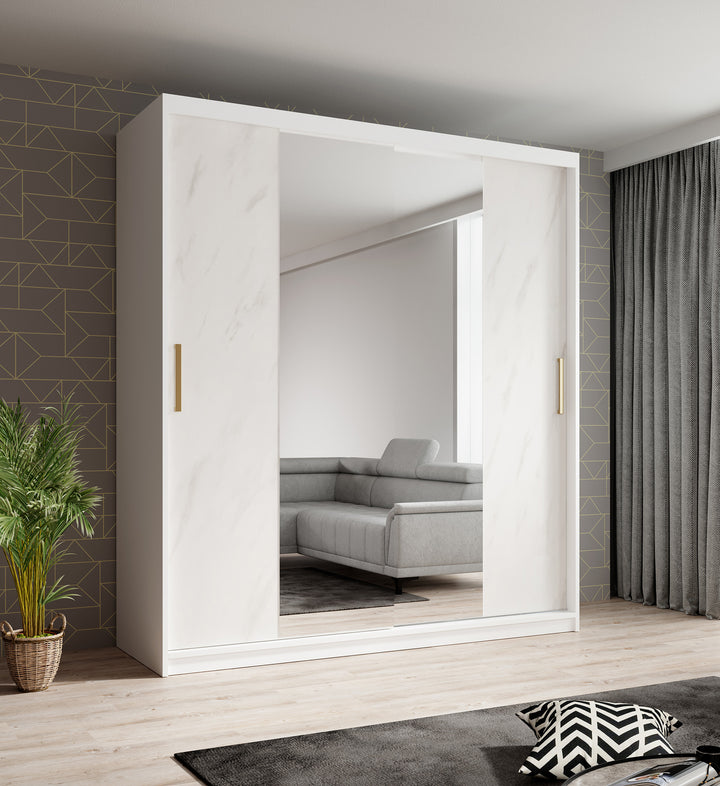 Marmer 2 - Kledinkast met schuifdeuren - Wit - 180x62x200 cm