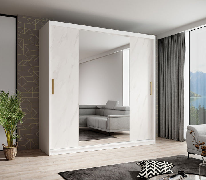 Marmer 2 - Kledinkast met schuifdeuren - Wit - 200x62x200 cm