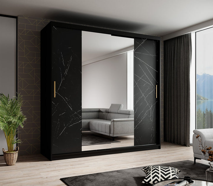 Marmer 2 - Kledinkast met schuifdeuren - Zwart - 200x62x200 cm